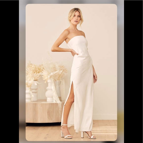 Lulus Dresses & Skirts - A Thing Called Love White Satin Strapless Maxi Dress